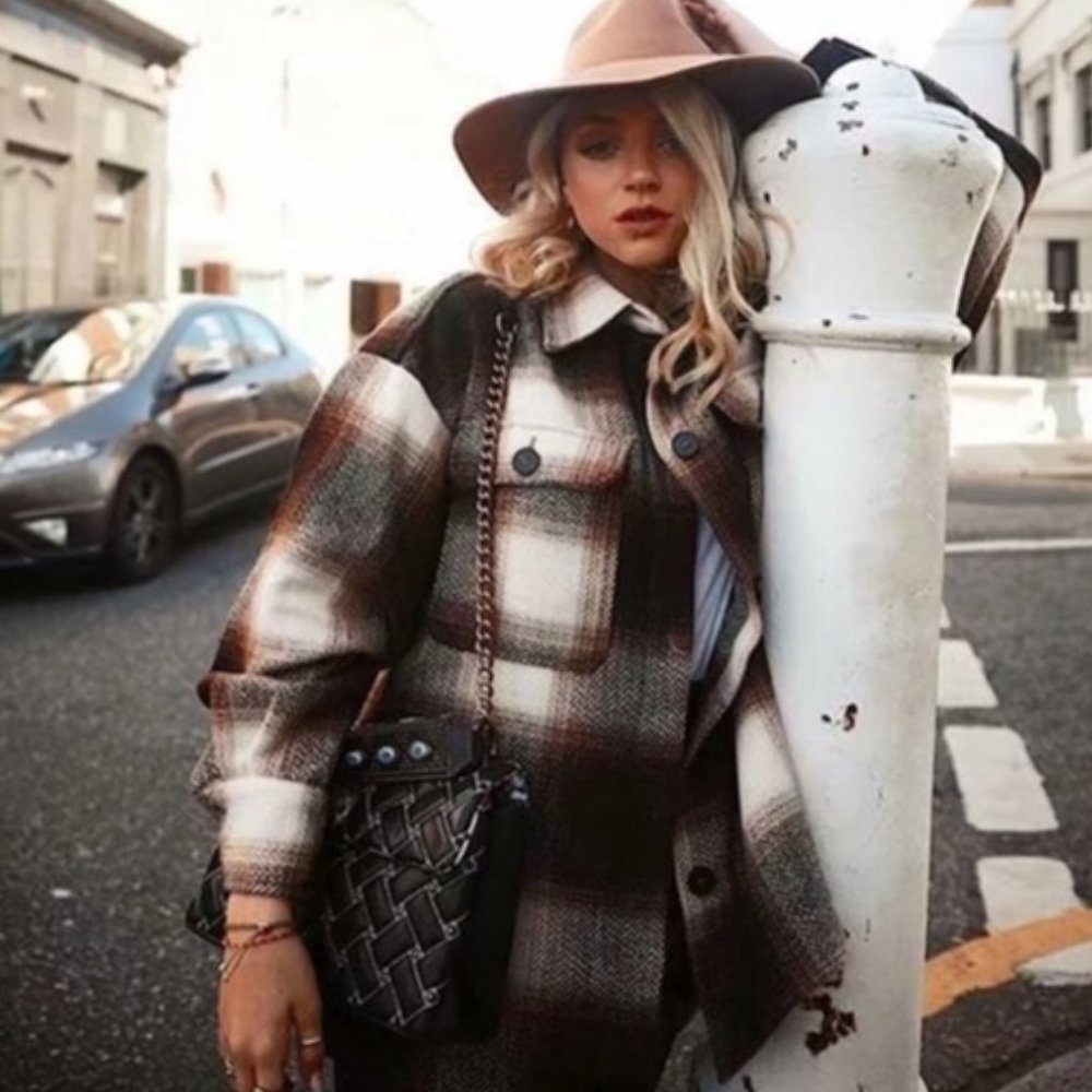 New Plaid Oversized Flannel Shirt Jacket Shacket - Picture 2 of 11